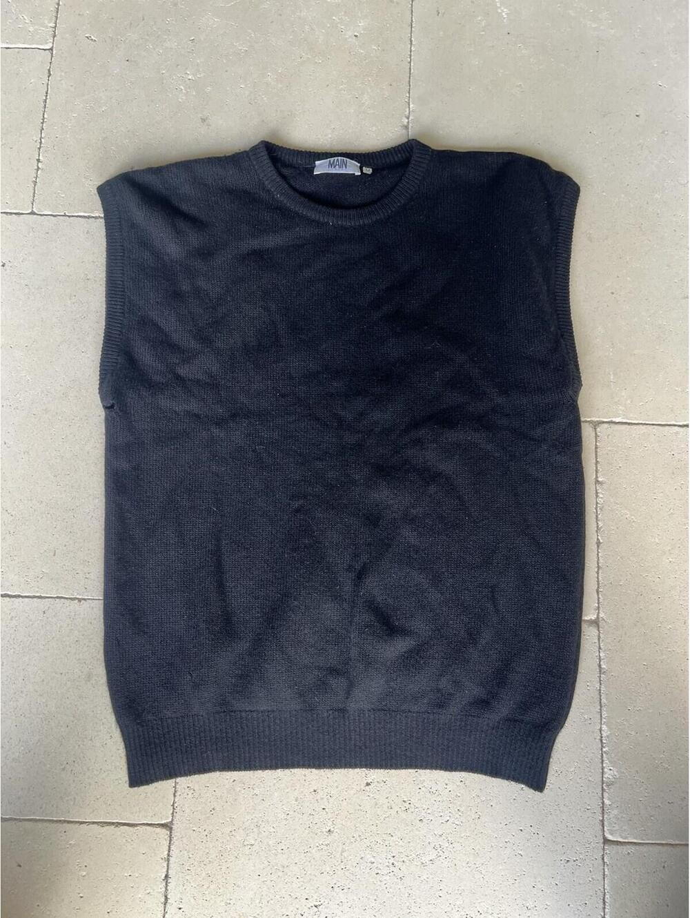 Main Street Italy Sweater Vest Mens Medium Black Wool Pullover